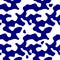 Blue and white camouflage seamless pattern. Monochromatic cowhide tiling