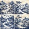 Blue and white Chinese porcelain landscapes