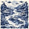 Blue and white Chinese porcelain landscapes