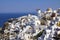 Blue and white colours of Oia City. Magnificent panorama of the island of Santorini Greece