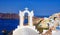 Blue and white colours of Oia City. Magnificent panorama of the island of Santorini Greece during a beautiful sunset in the Medite