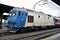Blue and white diesel electric locomotive: Bucharest Romania