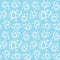 Blue white doodle alien frog baby seamless vector pattern background