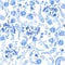 Blue and white floral wallpaper. Floral seamless pattern in paisley style. Decorative botanical backdrop. Light blue