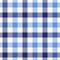 Blue white gingham pattern vector. Pixel vichy check plaid background for menswear shirt, tablecloth.