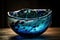 Blue and White Glass Bowl on Table