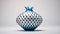 Blue And White Glass Pomegranate Vase: Conceptual Sculpture With Vibrant Light And Shadow