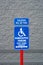 Blue and white handicapped sign