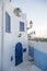 Blue and White House kasbah des Oudaias in Rabat, Morocco