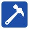 Blue, white information sign - claw hammer icon