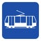 Blue, white information sign - tram icon