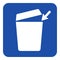 Blue, white information sign - trashcan icon