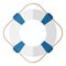 Blue and White Lifebuoy Flat Icon on White