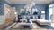 Blue and White Living Room Elegance