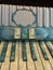 Blue and white mother of pearl accordion 9.