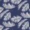 Blue and white palm leaves pattern