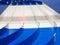 Blue and white pattern of Plastic,Model,Scale,Miniature racing car with 5 lane track.