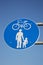 Blue and White Pedestrian and Cycling Sign