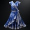 Blue And White Print Dress 3d Model For Sale
