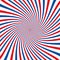 Blue white and red stripes spiral sunburst. Vector background.