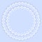 Blue and white scalloped lacy edge embroidery circle doilies, card template, vector