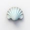 Blue And White Shell 3d Logo: Minimalistic Clam Design In Vray Tracing Style