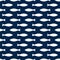 Blue and white simple fish seamless pattern, vector