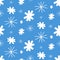 Blue white snowflake snowfall, hand drawing seamless pattern vector