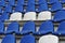 Blue and white stadium seats