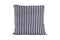 Blue and white striped pillow on white background