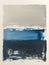 Blue and white striped rectangular painting on a clear waterlike background