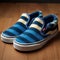 Blue And White Striped Vans Slip On Sneakers With Furry Art Style