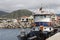 Blue and White Tugboat at Dock in St Kitts