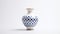 Blue And White Vase With Metallic Rim - Colorful Geometric Design