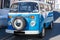 Blue and white Volkswagen Camper van