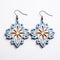 Blue And White Wood Flower Earrings For Women