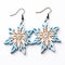 Blue And White Wood Snowflake Dangle Earrings - Eiko Ojala Style