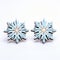 Blue And White Wooden Snowflake Stud Earrings - Unique And Stylish Accessories