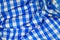 Blue and white wrinkled checkered Bavarian tablecloth