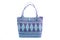 Blue wicker woman`s tote bag