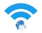 Blue WiFi symbol with Earth Globe