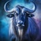 Blue wildebeest Connochaetes taurinus, black and white  Made With Generative AI illustration