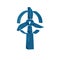 Blue Wind turbine icon isolated on transparent background. Wind generator sign. Windmill for electric power production.