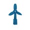 Blue Wind turbine icon isolated on transparent background. Wind generator sign. Windmill for electric power production.