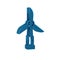 Blue Wind turbine icon isolated on transparent background. Wind generator sign. Windmill for electric power production.