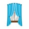 Blue window drapes with middle part, colorful draped curtains