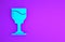 Blue Wine glass icon isolated on purple background. Wineglass icon. Goblet symbol. Glassware sign. Happy Easter