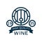 Blue wine label, high quality product vintage logo, design element for menu, winery logo package, winery branding and