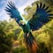 Blue winged macaw (Primolius maracana), also known as the Illige  Made With Generative AI illustration