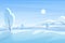 Blue winter landscape flat vector illustration